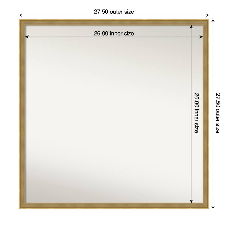 Incline Non-Beveled Wood Framed Bathroom Vanity Wall Mirror - 28 x 28 in - Incline Dark Gold