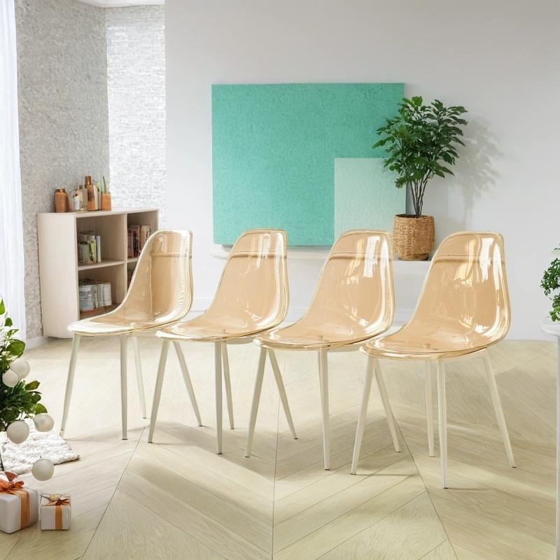 Modern Swivel Chair Set of 2 with Soft Cushions and Iron Tube Legs
