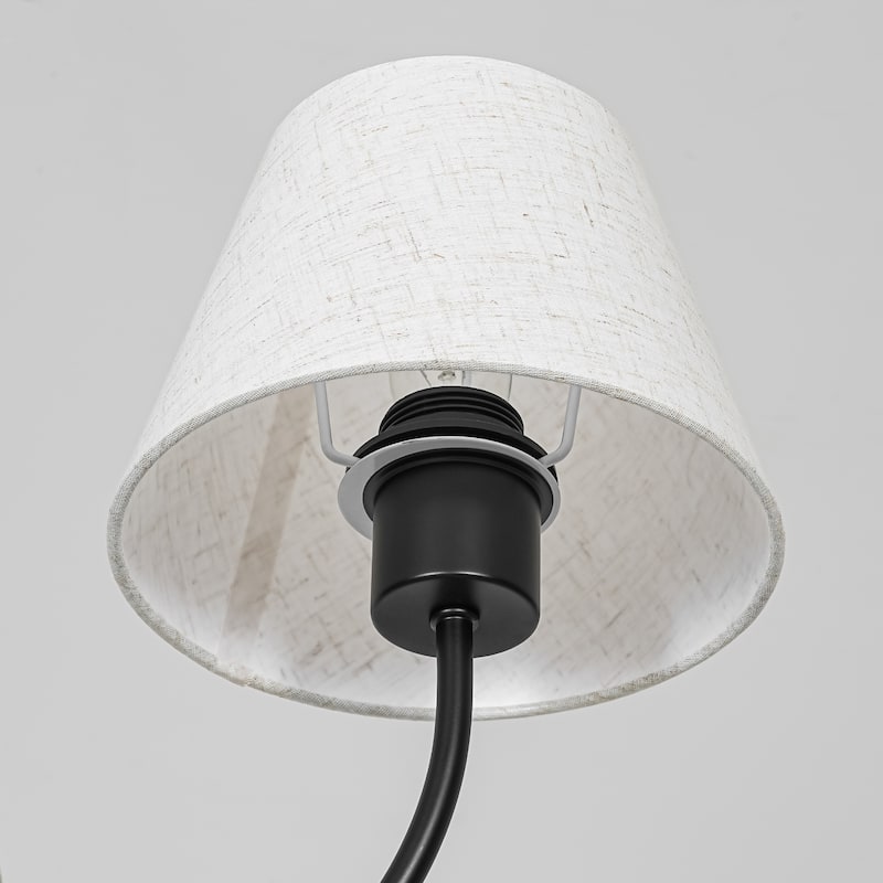 39.37 in. 6-Light Modern Farmhouse Sputnik Black Linear Chandelier with Linen Fabric Shades