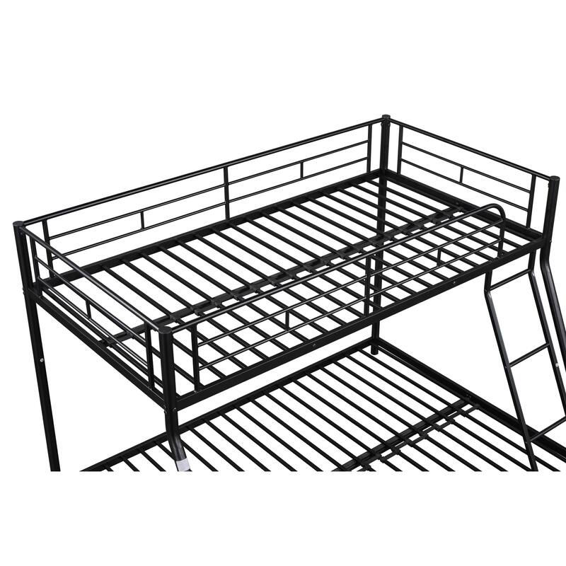 Metal Twin over Full Bunk Bed with Guard Rails, Builtin Ladders, and