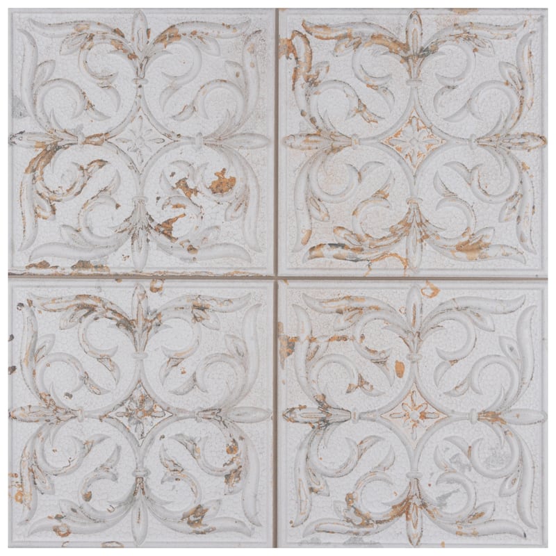 Merola Tile Antigua Lis White 13" x 13" Porcelain Wall Tile