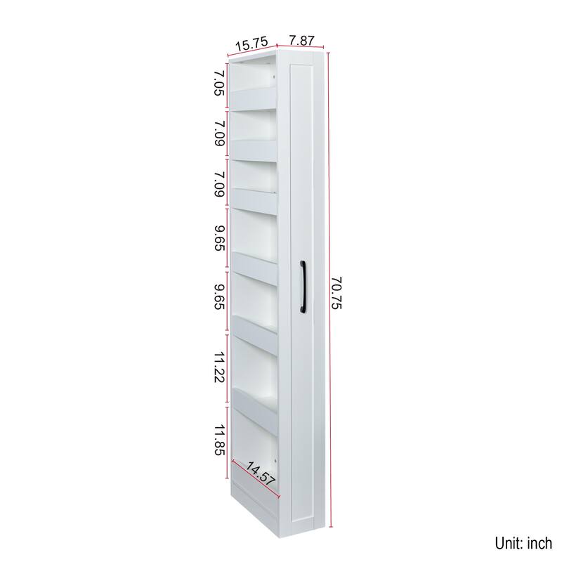 7 Tier Slim Pull Out Storage Shelf, Narrow Rolling Organizer for Kitchen Pantry, Living Room and Small Spaces