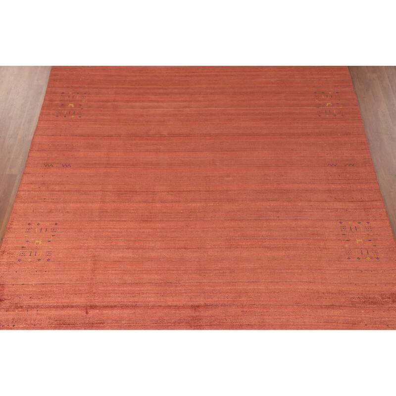 Striped Gabbeh Oriental Area Rug Handmade Bedroom Silk Carpet - 8'5"x 11'7"