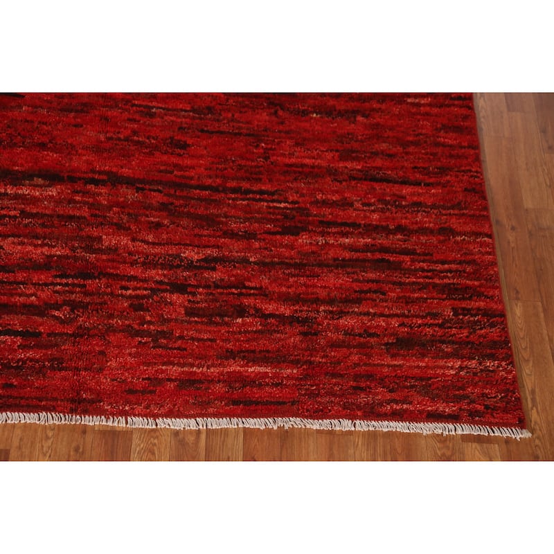 Red Moroccan Oriental Area Rug Handmade Bedroom Wool Carpet - 6'9" x 10'3"