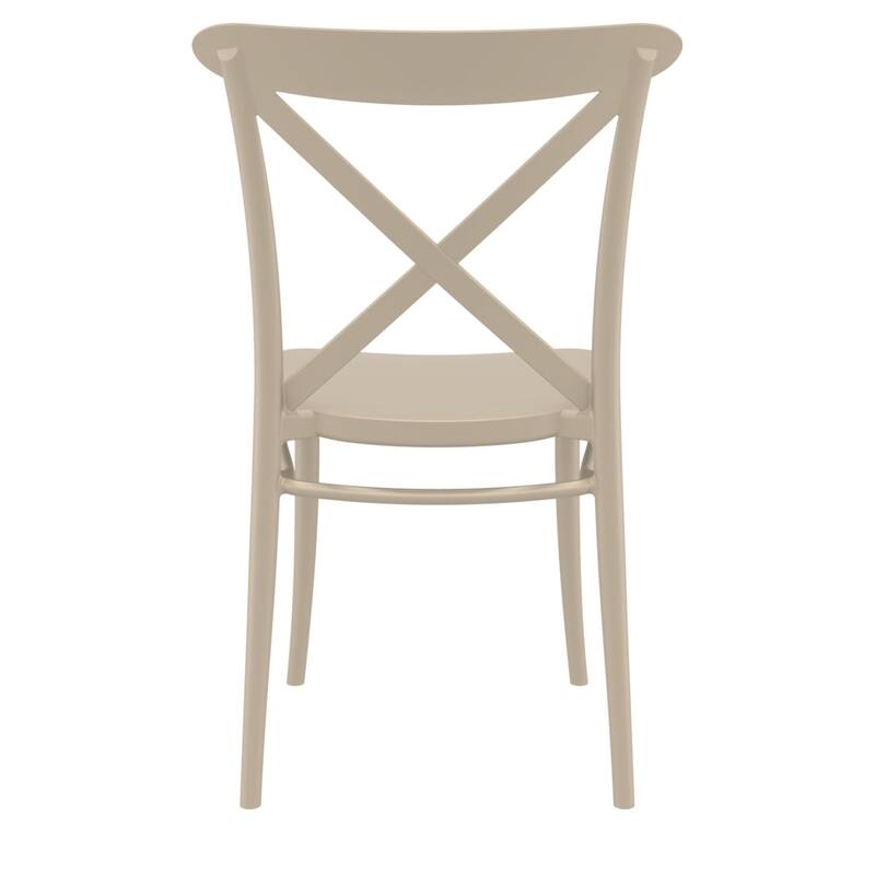 34.25" Taupe Brown Patio Cross Armless Dining Chair