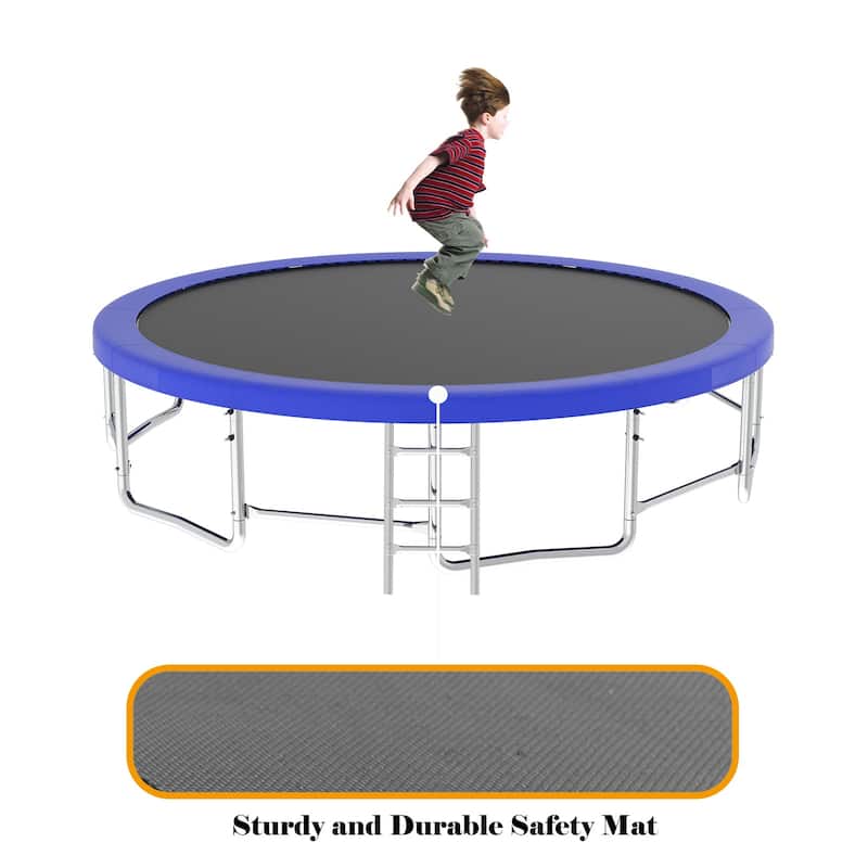 16FT Trampoline with Balance Bar & Basketball Hoop&Ball, ASTM Approved Reinforced Type Outdoor Trampoline