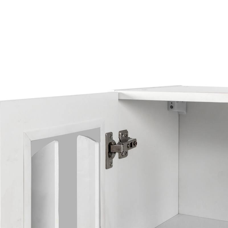 Glass Door Wall Cabinet - Floating Display Cabinet with Shelves for Kitchen, Bathroom, Living Room