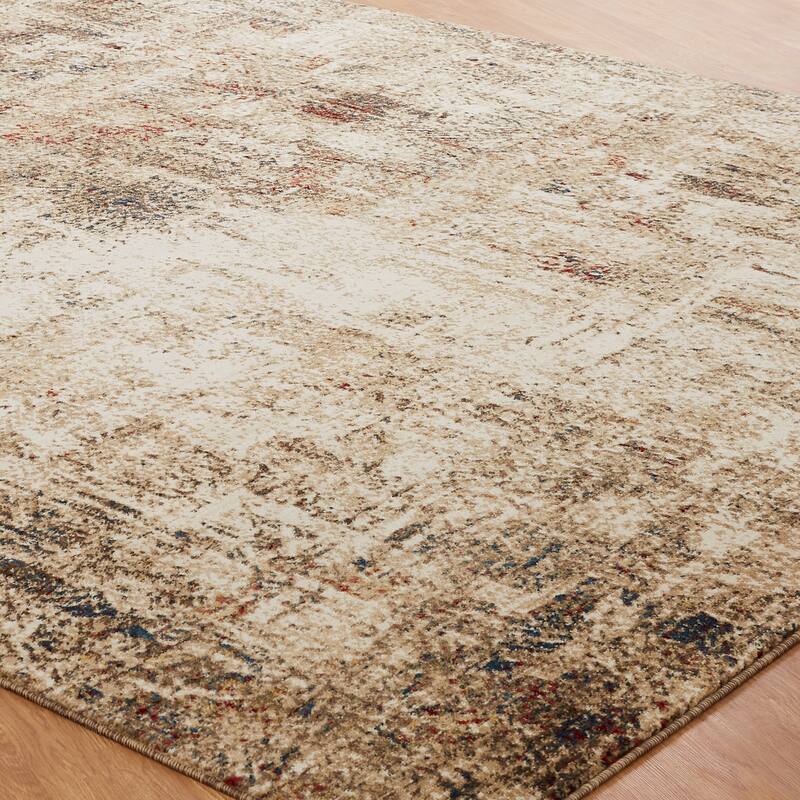 Porch & Den Delta Distressed Sand Tones Abstract Area Rug