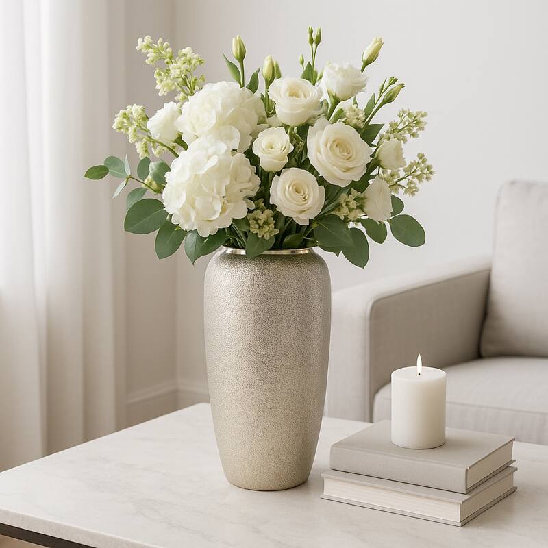 Ceramic Teardrop Textured Surface Vase - Silver