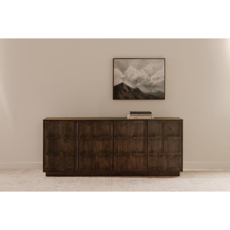 NADAAL STUDIOS Evadne, Sideboard With Solid Mango Wood, Deep Brown - 72"W x18"D x30"H