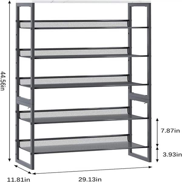 dimension image slide 0 of 2, Shoe Rack 6 Tier - 11.8"D x 29"W x 44.57"H