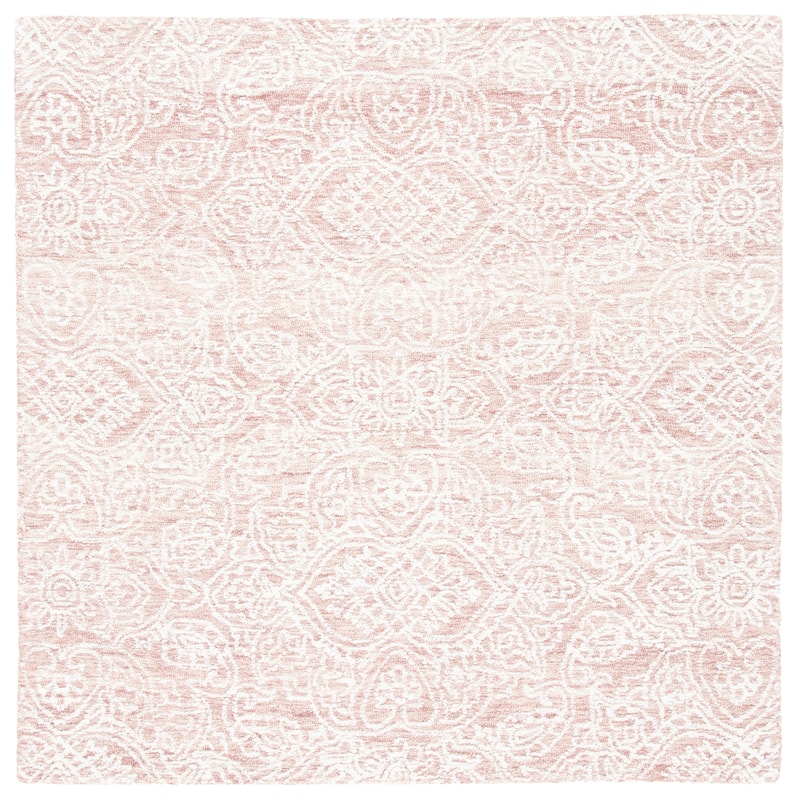 SAFAVIEH Handmade Metro Lorenzina French Country Wool Rug - 6' Square - Pink/Ivory - Square