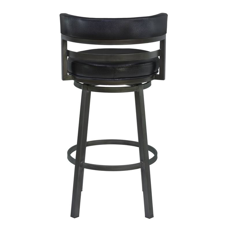 Titana Black Faux Leather Upholstered Bar or Counter Swivel Stool with Mineral Finish