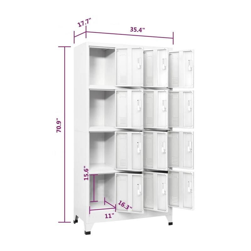 Rim 12 Locker Cabinet with Storage Compartments, Slate Gray Steel