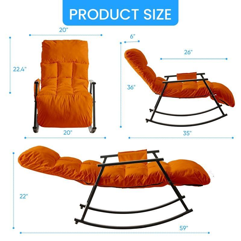 Mixoy Modern Adjustable Rocking Chair,Lounge Nursery with Iron Frame with Storage Pocket