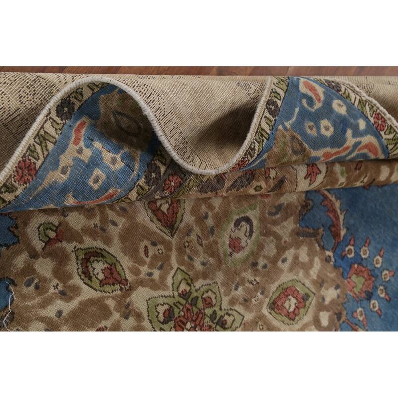 Blue Tabriz Persian Vintage Area Rug Handmade Bedroom Wool Carpet - 6'2"x 9'9"