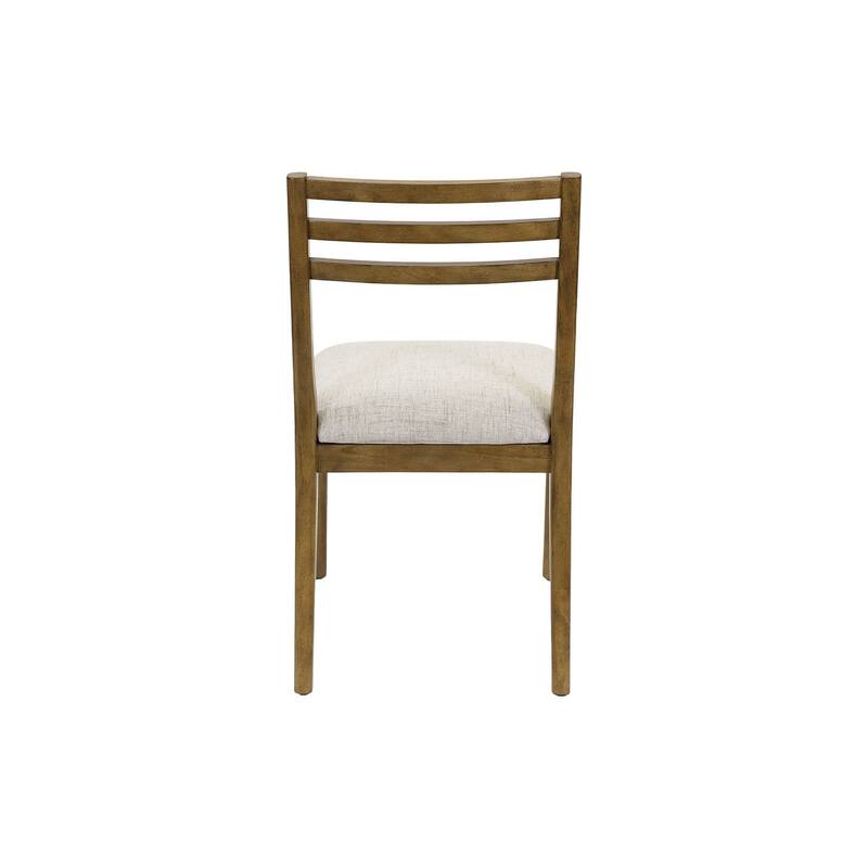Two Wood Modern Slat Back Chairs, Dining Seats, Brown