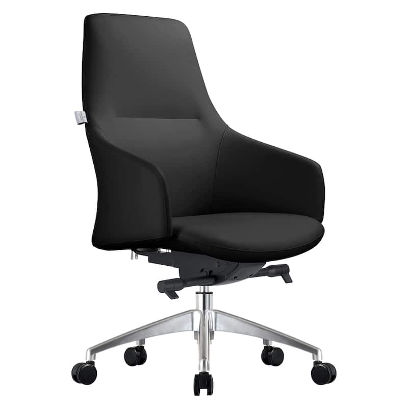 LeisureMod Celeste Office Chair in Upholstered Leather and Iron Frame - Black