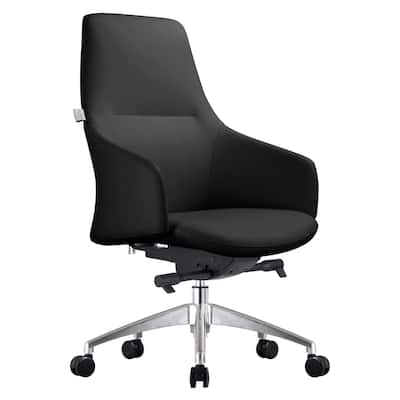 LeisureMod Celeste Office Chair in Upholstered Leather and Iron Frame