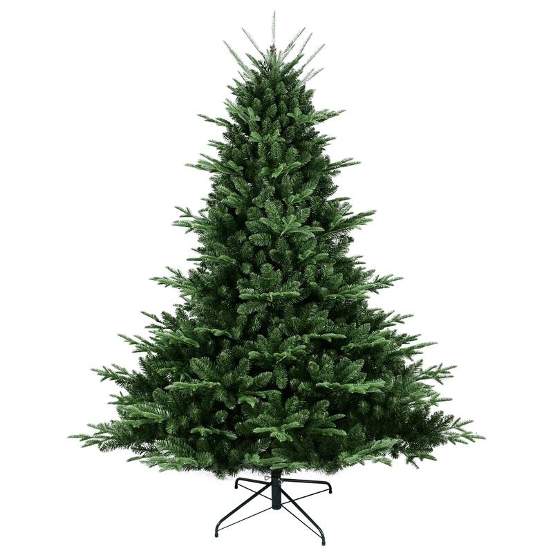 Full-Shaped 7.5FT Christmas Tree with 2441 Tips-PE/PVC Mixed Needles, Wide Base for Large Spaces,Hinged Structure for Easy Setup
