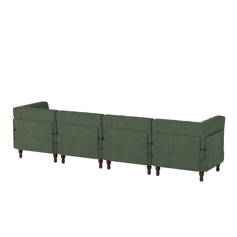 Oversized Modular Sectional Corduroy Fabric Tufted Sofa