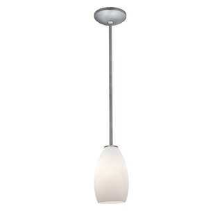 Access Lighting Champagne 1-Light Glass Pendant - Rod - Brushed Steel Finish - Opal Glass Shade - Replaceable LED