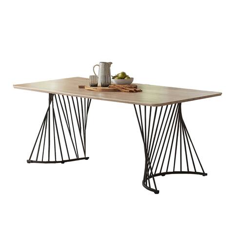 Swirl Base Dining Table in Natural Oak and Gunmetal - Natural Oak and Gunmetal