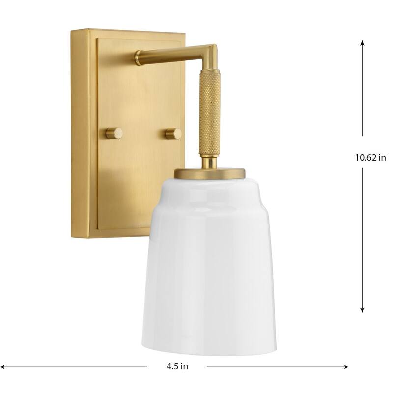 Spenser Collection One-Light Brushed Gold Industrial Vanity Light - 4.5 in x 5.75 in x 10.62 in