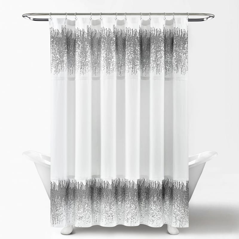 Lush Decor Polyester Shimmer Sequins Shower Curtain