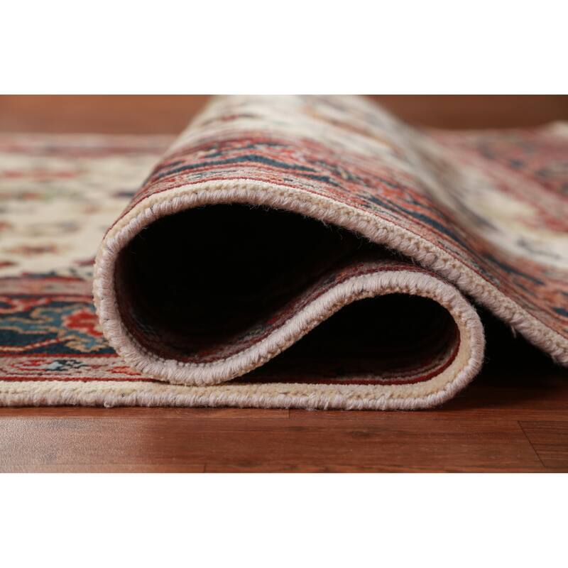 Hand Knotted Oriental 100% Wool Carpet Traditional Geometric Beige & Ivories Ziegler Area Rug - 9' 0'' X 6' 0''