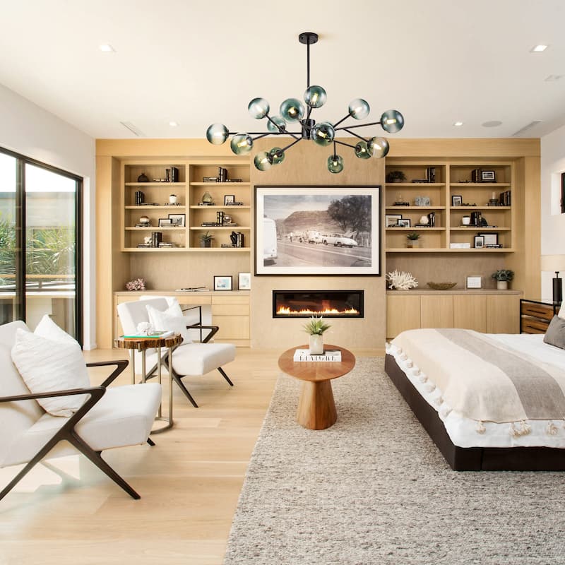 15-Light Modern Linear Sputnik Kitchen Island Light Branch Cluster Glass Globe Bubble Chandelier