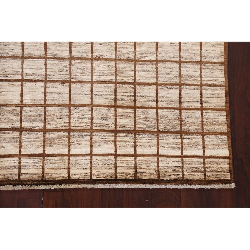 Hand Knotted Oriental 100% Wool Carpet Tribal All-Over Brown Gabbeh Area Rug - 6' 6'' X 5' 0''