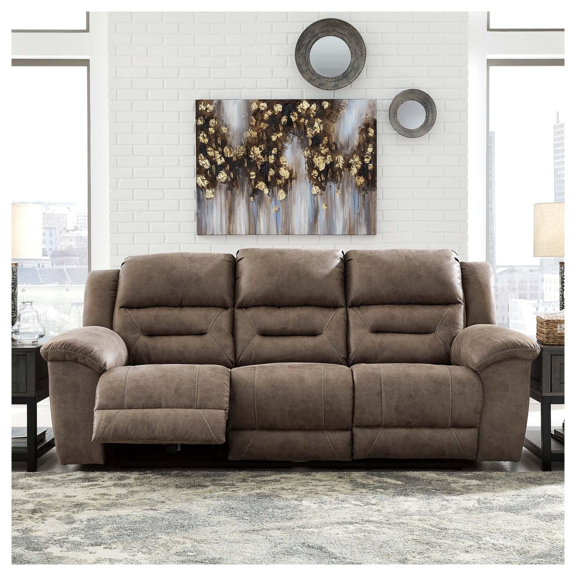 Stoneland Contemporary Reclining Power Sofa Fossil