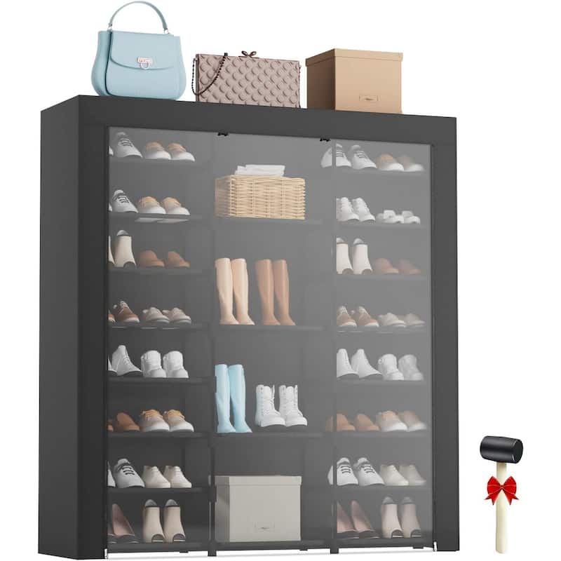 8-Tier Large Tall Shoe Rack with Covers 40-46 Pairs, Shoes Cabinet