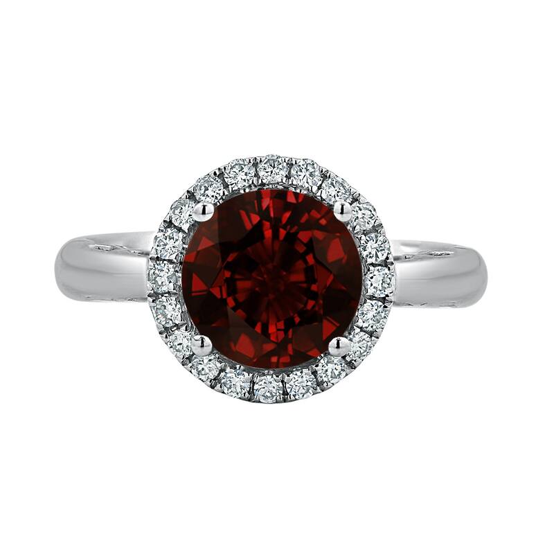 Auriya 2 1/2ct Round Garnet Gemstone and Halo Diamond Engagement Ring 1/4ctw 14k Gold