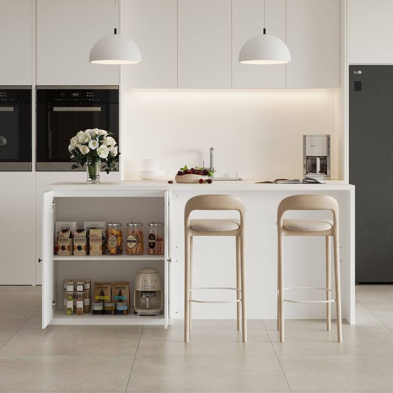 Kitchen Island Large Storage Cabinet with 10-Gallon Trash Bin Space, Sideboard Buffet Ding Table