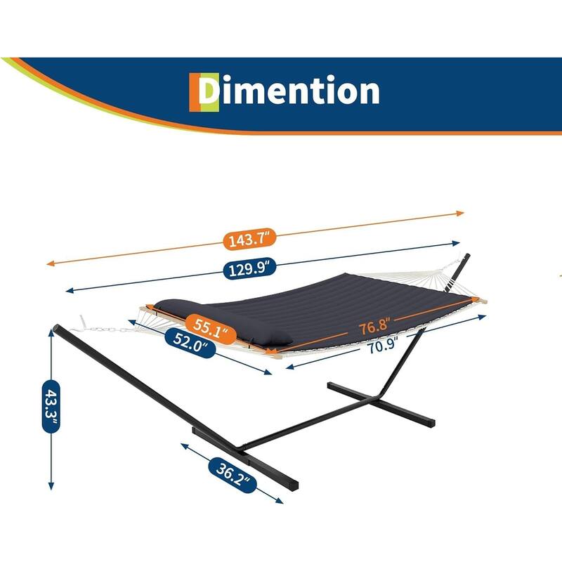 2 Person Heavy Duty Double Hammock, with Collapsible Steel Frame