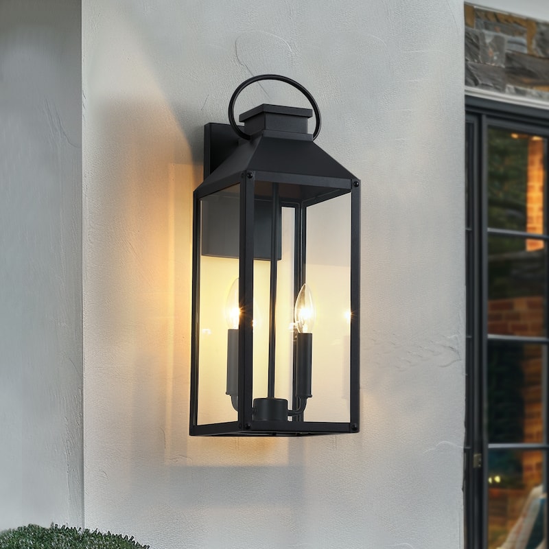 Wiley 2-Light Black Outdoor Wall Lantern Sconce Light - 20.5'' H
