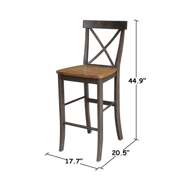 42 in. Round Dual Drop Leaf Bar Height Dining Table with 2 X-back Stools - 3 Piece Set