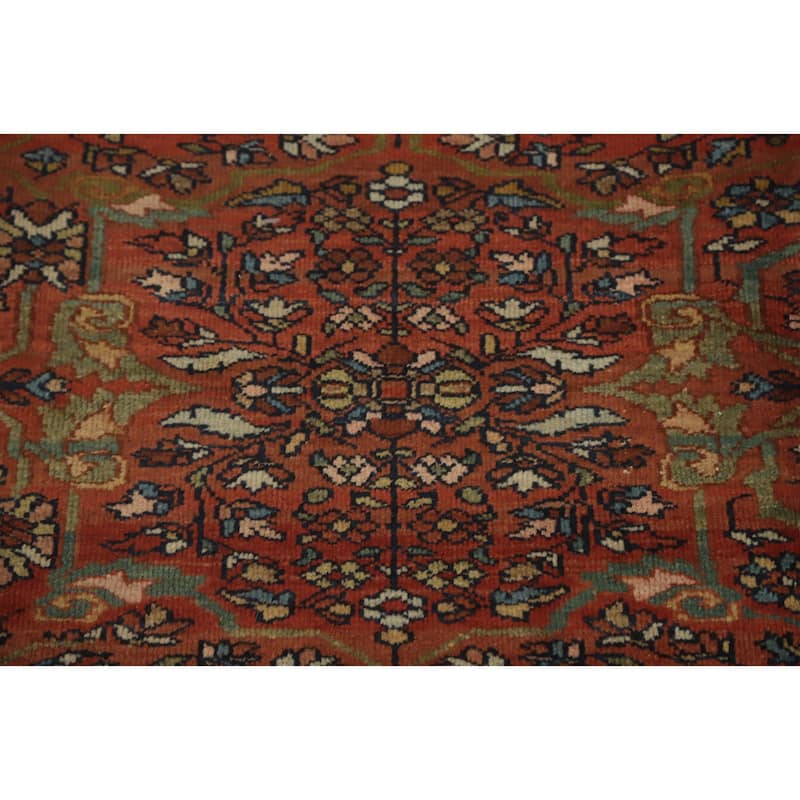 Hand Knotted Oriental 100% Wool Carpet Traditional Floral Oranges & Rust Sarouk Area Rug - 11' 9'' X 8' 9''