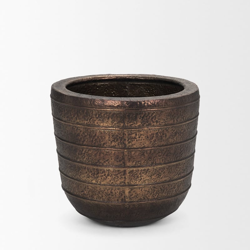 Aivana Large Antiqued Gold Metal Floor Vase