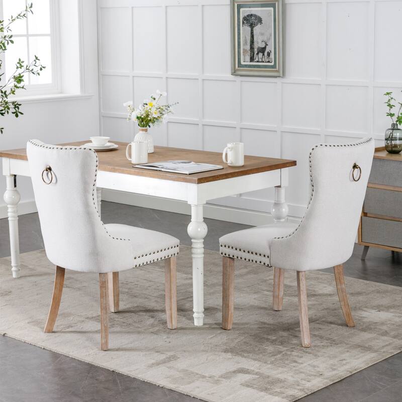 Mid-Century Nailhead Trim Dining Chairs 2-Piece Set