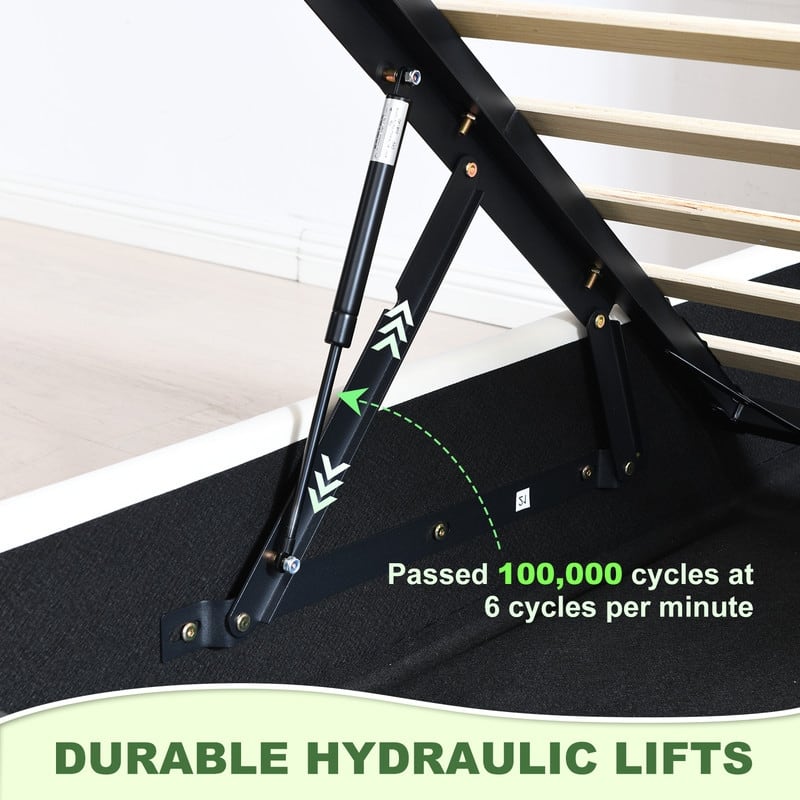 Upholstered Platform Bed With Charging Station & LED Lights