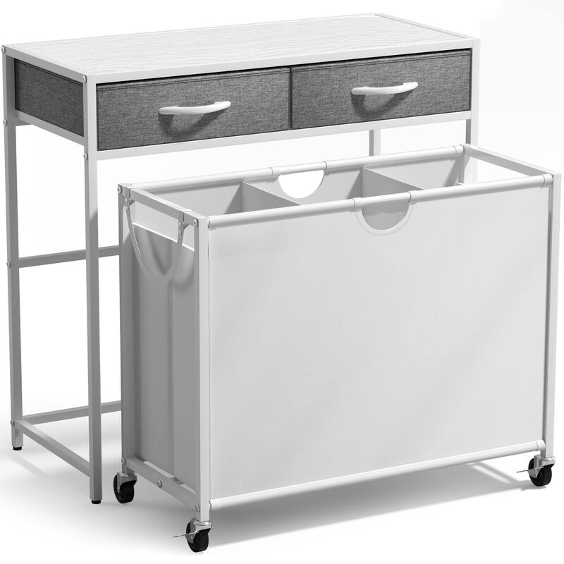 Sorbus Dresser with 3 Section Laundry Hamper Pull-Out with Wheels and 2 Drawers Laundry Room Organization