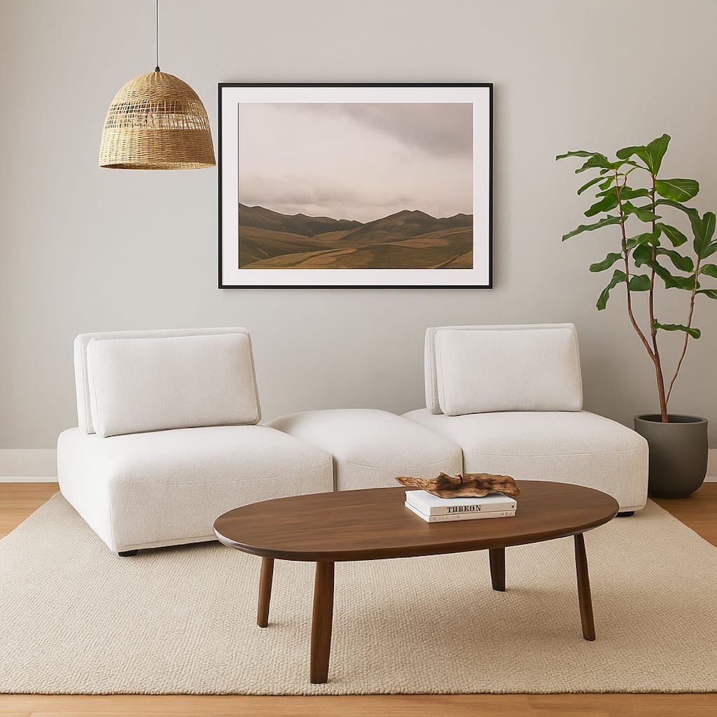 Stavan Modular Curved 2 Seat Sofa Set, White Boucle, Adjustable Backs