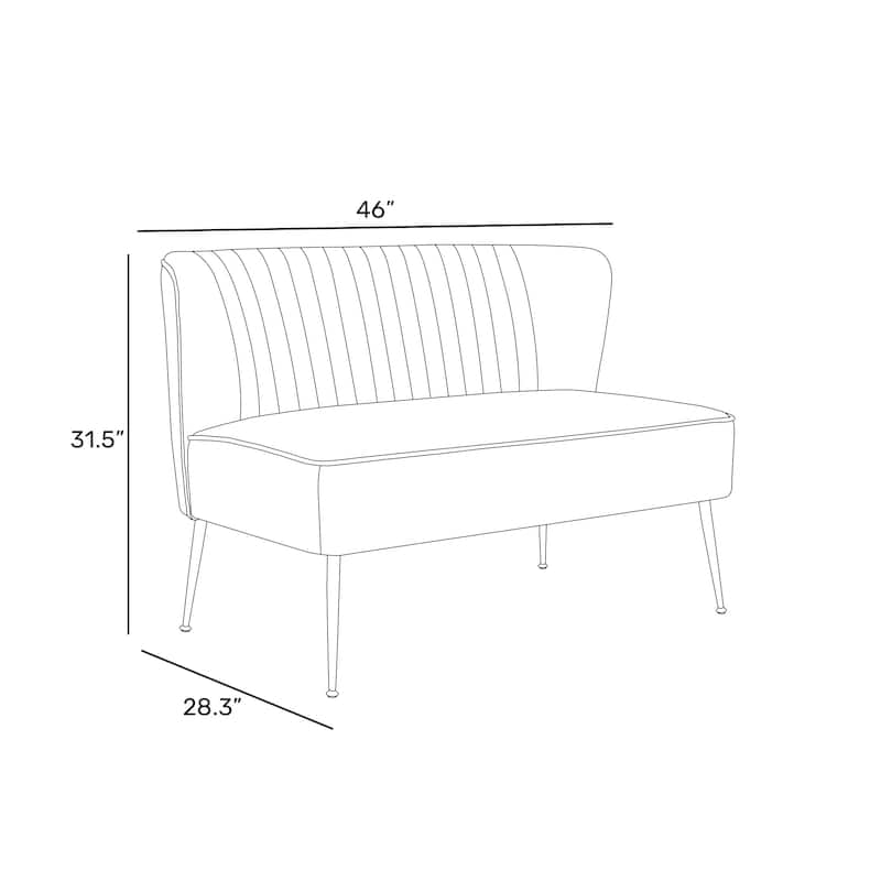 Farrah Upholstered Velvet Polyester 46" Wide Loveseat - Armless/ Scalloped Back