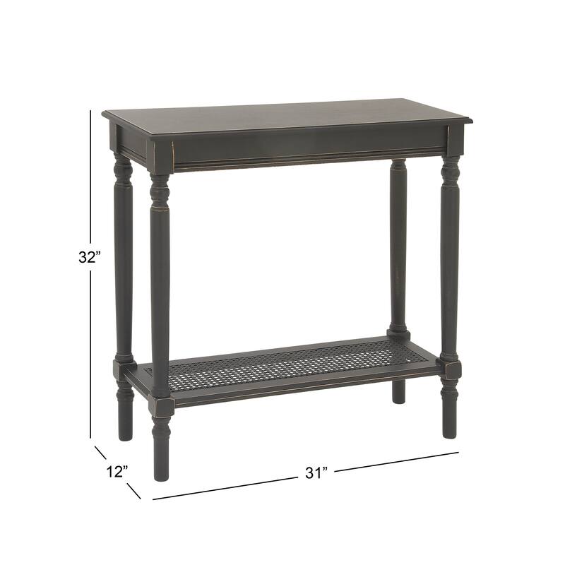 Black Wooden 1 Shelf Console Table
