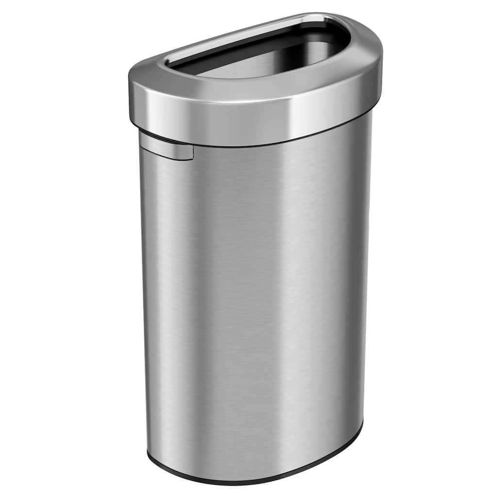 iTouchless 23 Gal Stainless Steel Semi-Round Open Top Trash Can