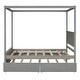 preview thumbnail 26 of 25, Wood Canopy Bed with Trundle Bed and two Drawers ,Full Size Canopy Platform bed With Support Slats, No Box Spring Needed
