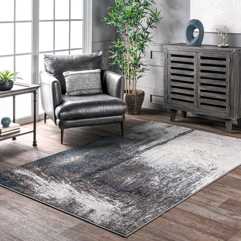 Nuloom Contemporary Abstract Painting Grey Rug